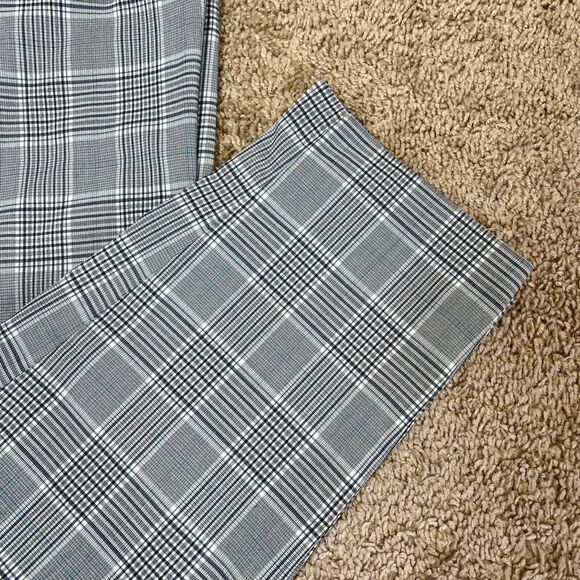 Zara women grey plaid pants button closure 2 front pockets  size XL academia - Picture 14 of 16